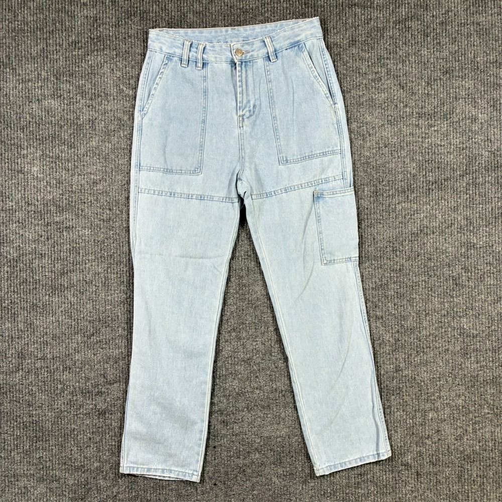 Great Smoky Womens‎ High Rise Utility Jeans Size 7 Light Wash Carpenter Denim